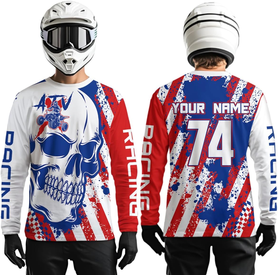 Custom Skull ATV Motocross Racing Jersey Kid Men Women Quad Racing Jersey Off-Road Shirt UPF30+ Youth Motorcycle Shirt - Image 2