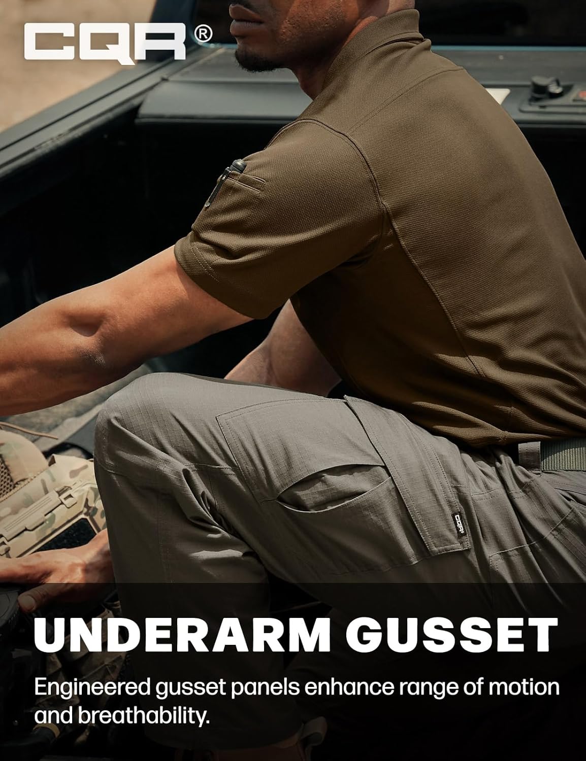 CQR Men's Polo Shirts, Tactical Short Sleeve Golf Performance Shirts, Lightweight Dry Fit UPF 50+ Pique - Image 5