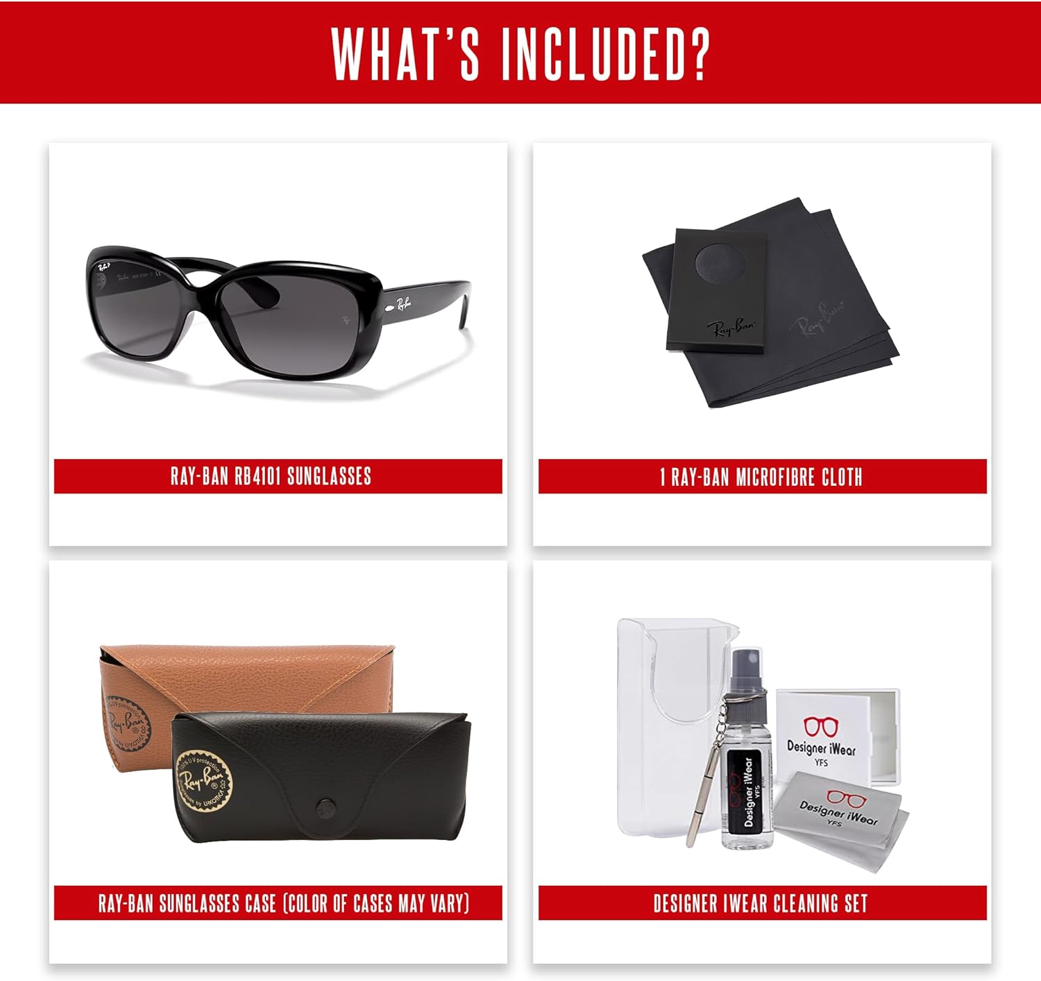 Ray-Ban RB4101 JACKIE OHH Cat Eye Sunglasses For Women +BUNDLE with ACCESSORY EYEWEAR KIT - Image 5