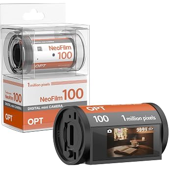 opt! OPT100 Neo Film Type Digital Camera Toy Camera with Display 1.4 inches 35 mm Negative Film Retro Antique Photo Video Recording Compact Key Holder Strap MicroSD Compatible Type-C Charging
