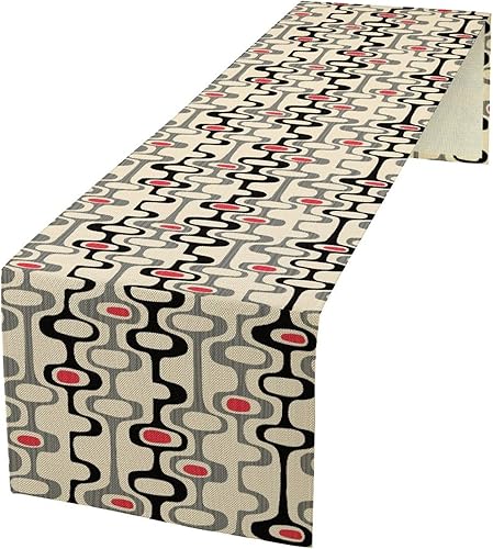 Miniatura 18 de Camino de Mesa Floral Retro de los Años 70, Bohemio Flores Abstractas Amarillas y Naranjas Groovy Camino de Mesa para Granja de Campo Cocina Comedor