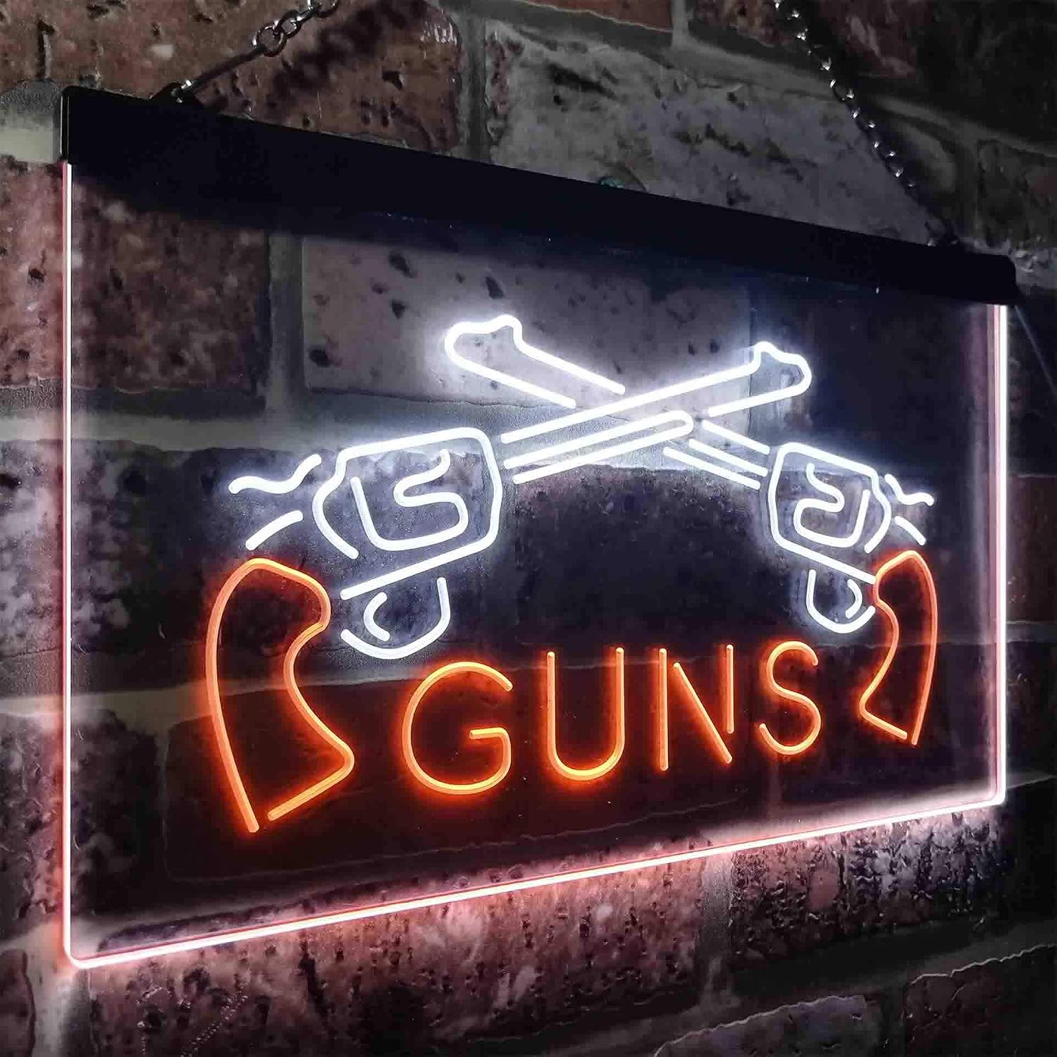 ADVPRO Guns Display Shop Dual Color LED Neon Sign White & Orange 12" x 8.5" st6s32-i3548-wo
