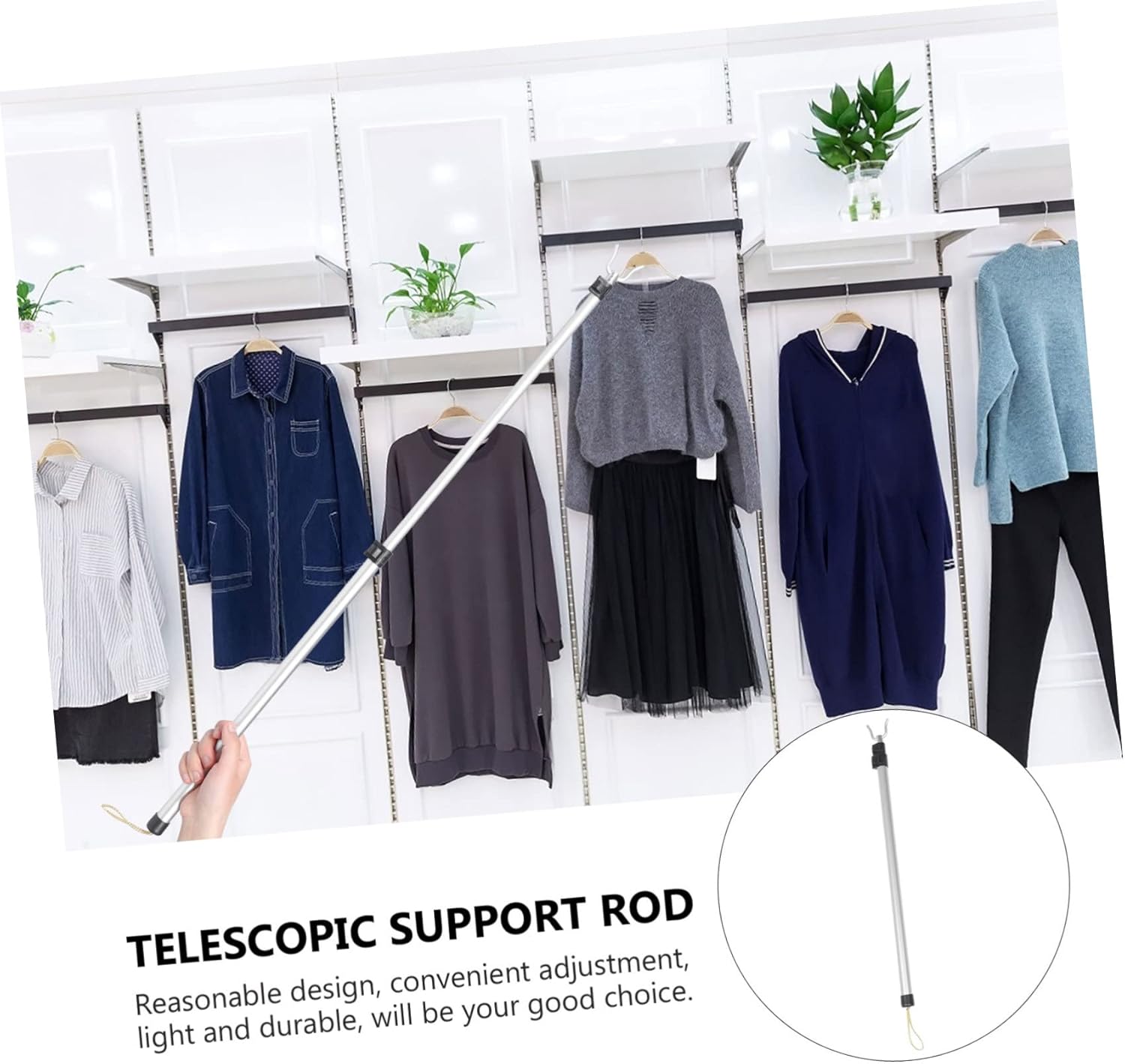 3pcs Telescopic Clothes Reach Pole Retractable Clothesline Rod for Easy Hanging and Removal Lightweight and Sturdy Design for Laundry and Closet Use