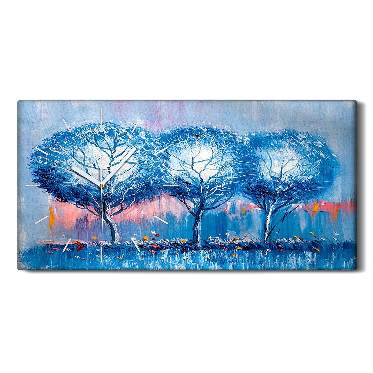 Horloge sur toile sans tic tac paysage bleu nuit calme chambre