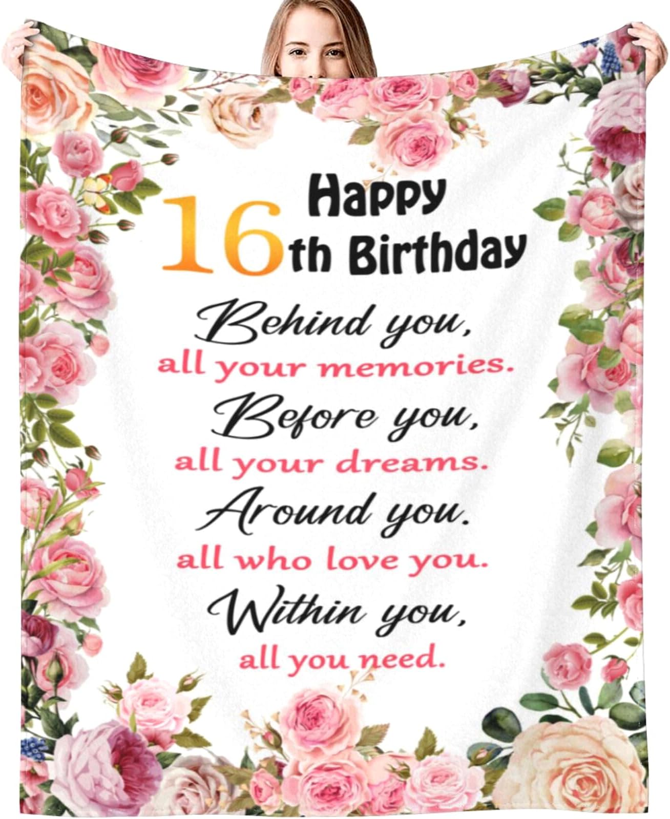 Eliber Gifts for 16 Year Old Girl Birthday Blanket,16th Birthday Throw Blankets Gifts Ideas for Teen Girls Boys Kids Bed Sofa Couch Living Room Decorations 60"X50"