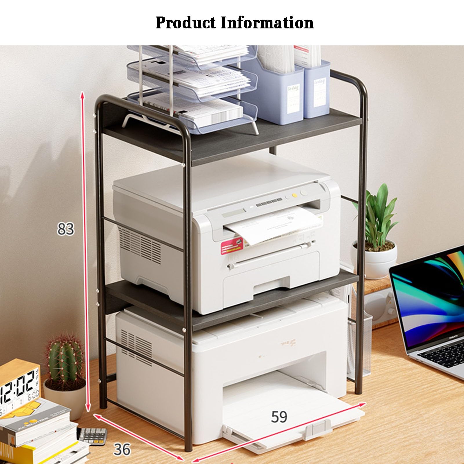 AV-Medienschrankständer, 3-stufiger Druckerständer, Medienaufbewahrungsschrank, Mehrzweck-Home-Office-Organizer, Geeignet for Die Integration Ins Büro Und Zu Hause (Color : White)