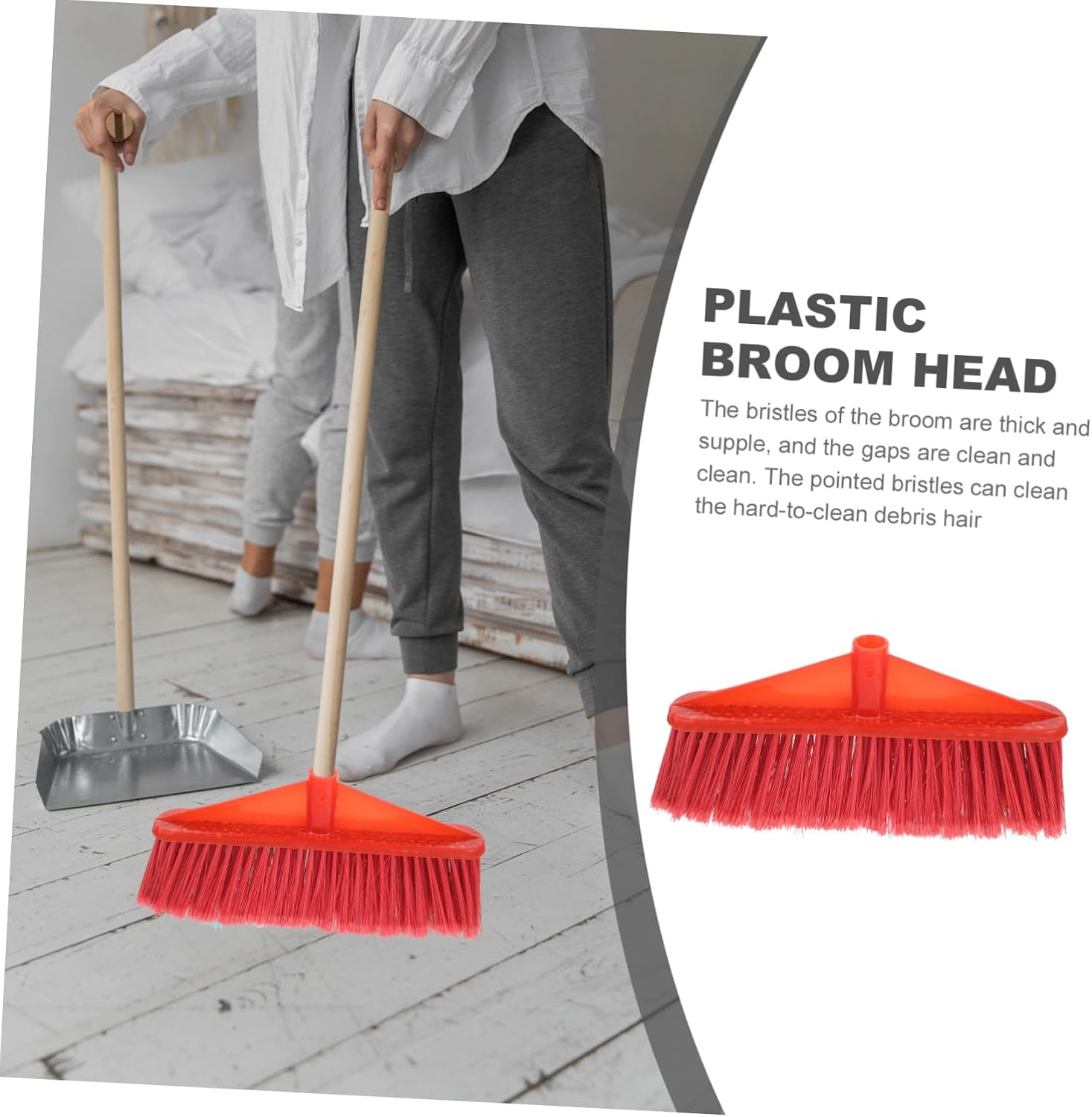 MERRYHAPY Plastic Sweeper Head Replacement for Home Cleaning Ergonomic Design Easy Installation Compatible Brooms for Indoor and Outdoor Use