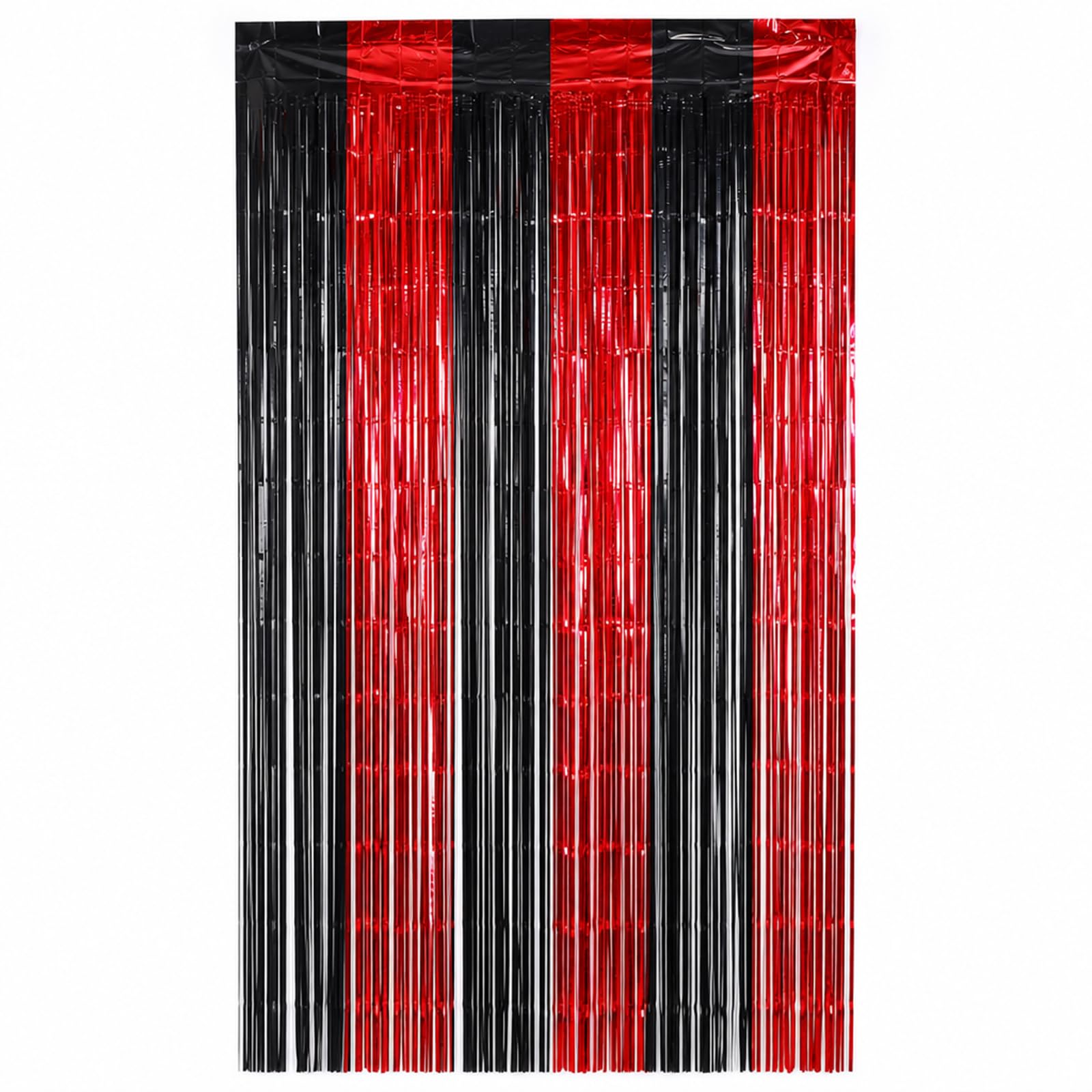 6PCS Red & Black Tinsel Curtains, 1m x 2m, Halloween Party Decorations