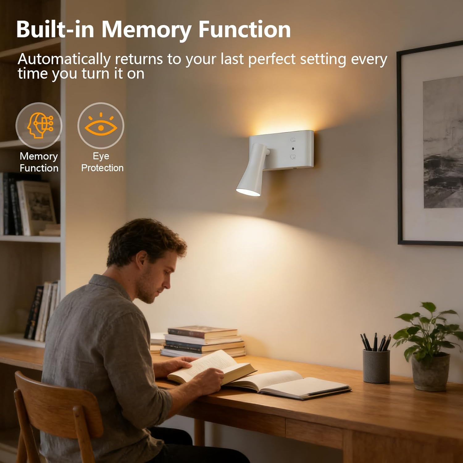 Kitloo LED Wall Lamps, Wall Lights with Remote & Touch Control, 10000mAh Dimmable Wall Mounted Lights, 3 Color Temps & 3 Brightness Levels, Cordless Wall Sconces for Reading Bedroom Stair Hallway