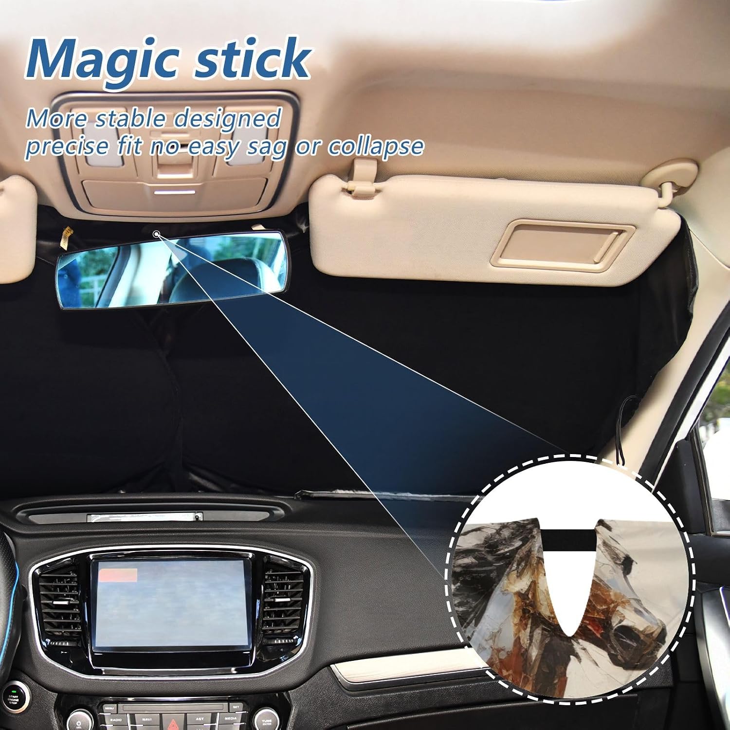 Vnurnrn Car Sun Visor Painting of Horses Print, Steel Ring Folding Windshield Sun Shade Foldable UV Blocking Heat Insulation Shading for Sedan SUV Truck Front and Rear