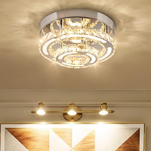 Miniatura 5 de CXGLEAMING Lámpara de techo LED moderna de montaje empotrado, lámpara de techo de 3 colores, lámpara de techo K9, lámpara de techo redonda pequeña,