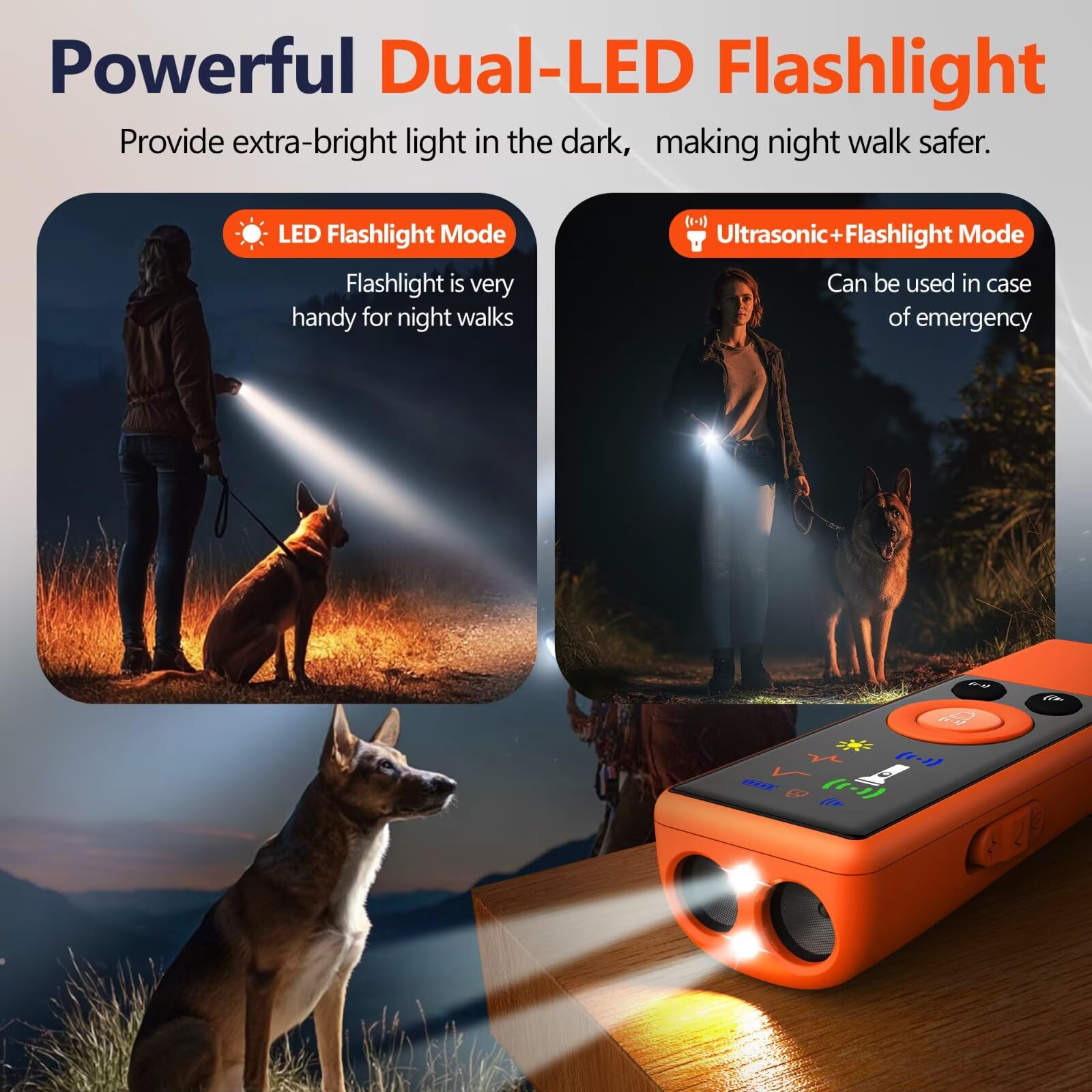 Dispositivo ultrasónico disuasorio de ladridos de perro, dispositivo de control antiladridos con pantalla LED y 3 modos, dispositivos de entrenamiento de perros para corregir malos