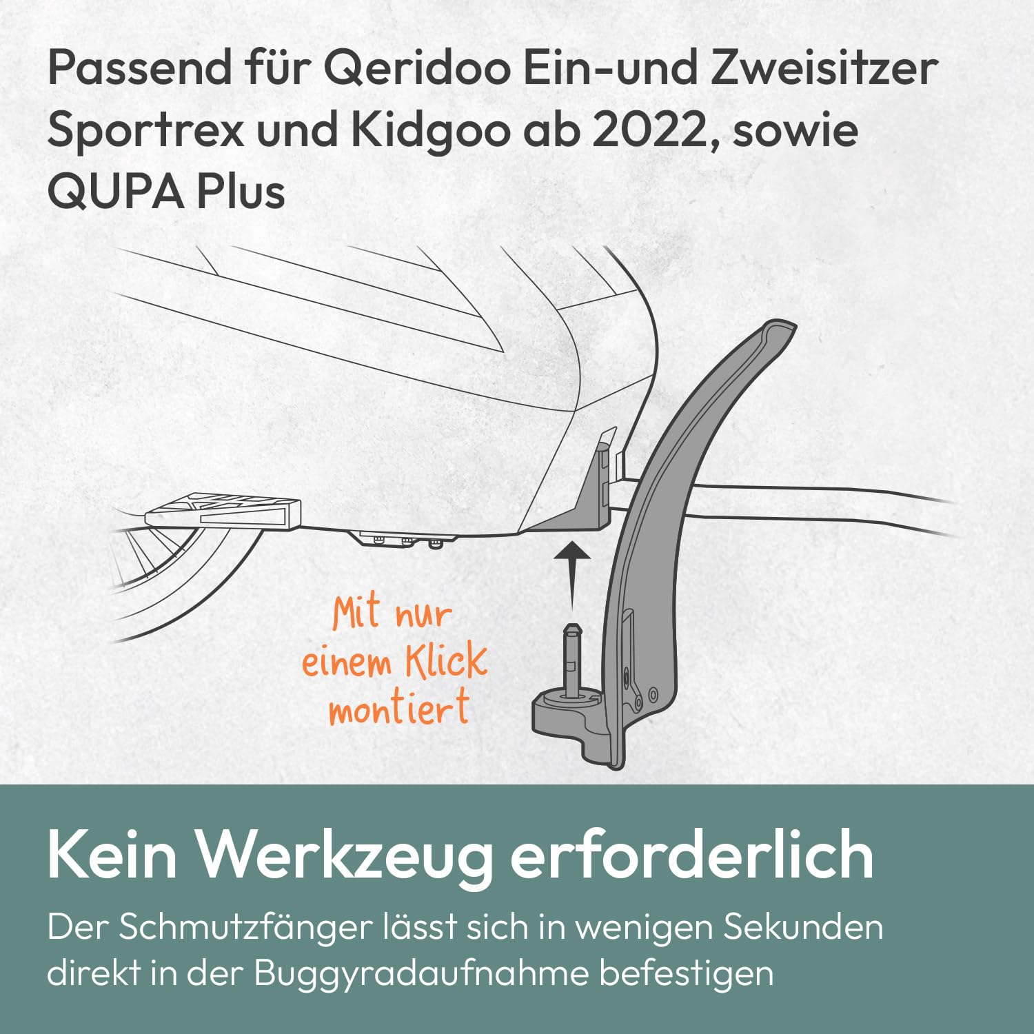 Qeridoo Schmutzfänger | Zubehör für Fahrradanhänger | Schutz vor Steinen & Schmutz im Trailer-Modus | Passend für Sportrex, Kidgoo ab 2022 & QUPA Plus | EIN- & Zweisitzer kompatibel