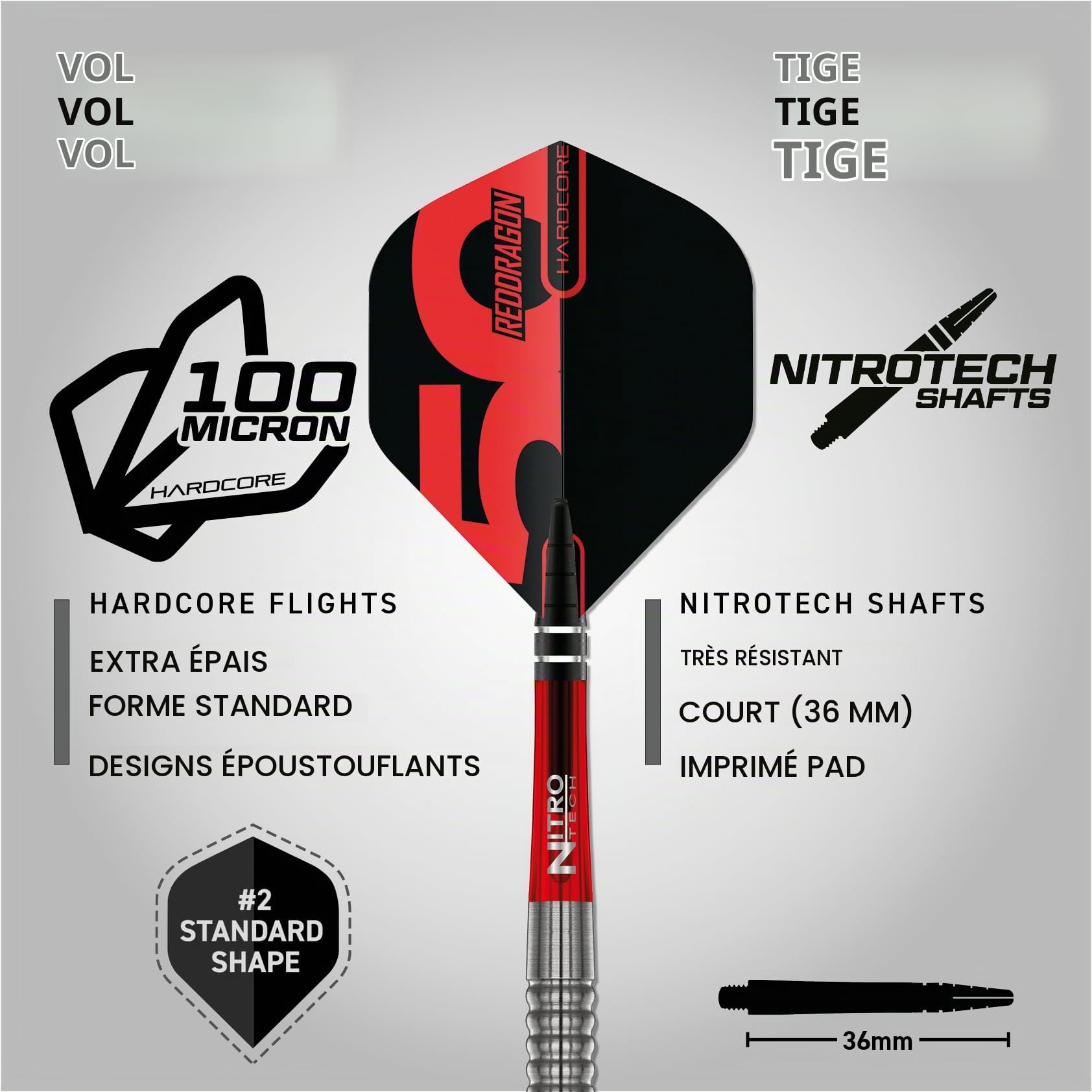 RED DRAGON Fléchettes - Penetrator – Set de Fléchettes Professionnelles en Tungstène | Fléchettes à Pointe Acier Haute Performance | Disponibles en 23g et 25g | Collection Classiques 50 Ans