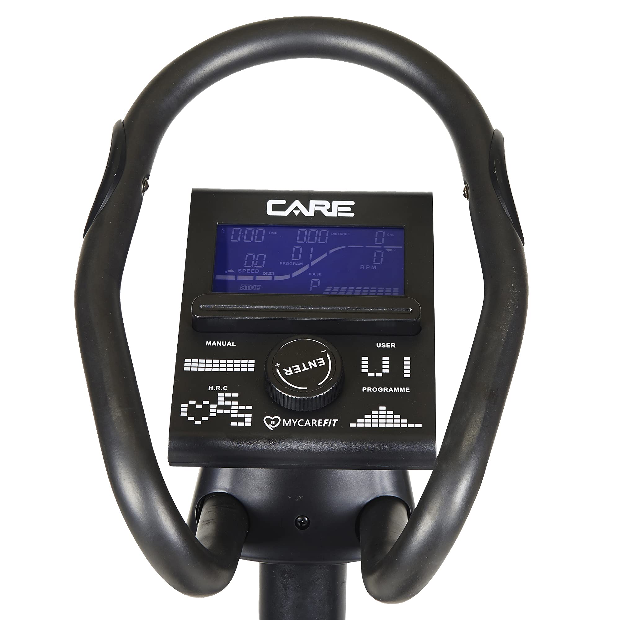 Care Fitness - Vélo Elliptique Motorisé CE-685-24 Niveaux de Difficulté - 24 Programmes - Compteur Écran LCD - Port USB - Porte Tablette - Compatible Application Kinomap