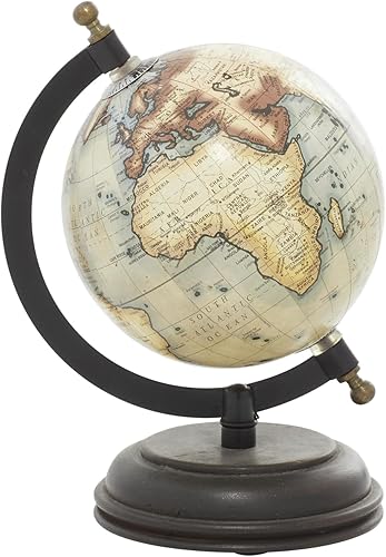 Deco 79 Globo de madera de mango, 6 x 5 x 8 pulgadas, color crema