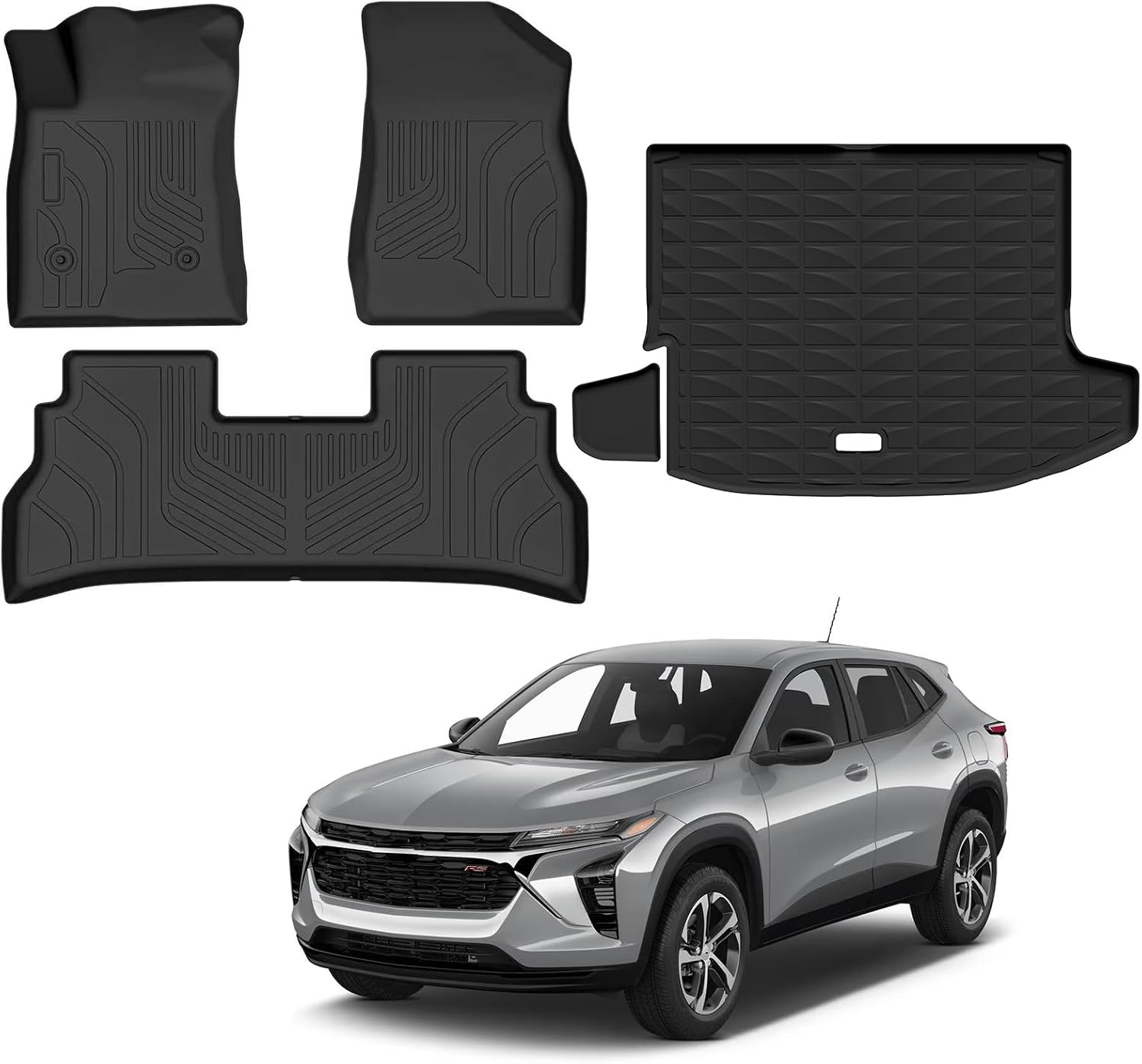 Floor Mats for 2024-2026 Chevrolet Trax/Buick Envista, All Weather TPE Trunk Mat WearResistant Odorless All‑Season Universal Trax Envista Car Interior Custom Accessories, Black