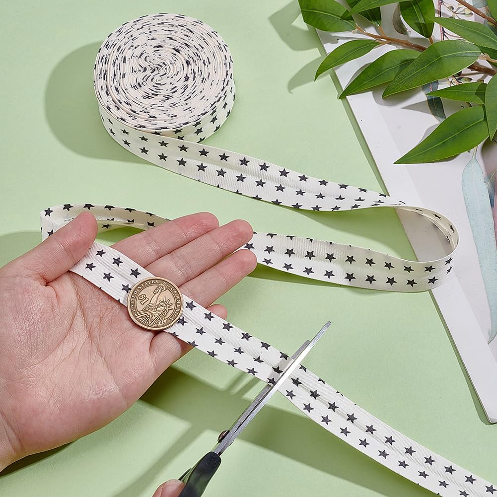 WEBEEDY 10.9 Yards Double Fold Bias Tape Binding Tape for Sewing, 2cm Wide 3/4 Inch Star Bias Binding Tape Cotton Fabric Seam Quilt Binding Tapes for Crafts Hemming Quilting Cloth Piping Seaming