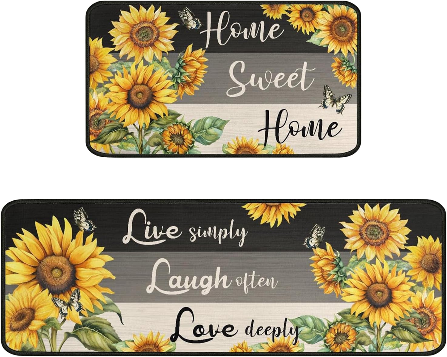 Sunflower Kitchen Rugs Sets of 2 Non Slip Washable, Sunflower Rug Kitchen Decor, Summer Kitchen Rugs and Mats