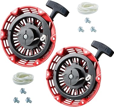 Pull Start Assembly Compatible with Honda GX160 GX200 Recoil Starter 5.5 6.5HP Engine 27400-Z1T-702 with Curved Rod Pawl 28400-Z4M-306ZB,Curved Steel Rod Pawls 2 Pack