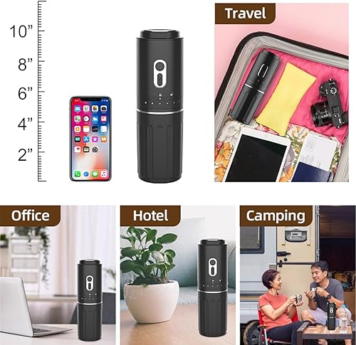 Miniatura 8 de Cafetera eléctrica portátil todo en uno, molinillo de café recargable de grano de café, rebabas cónicas, funciona con pilas, cafetera portátil