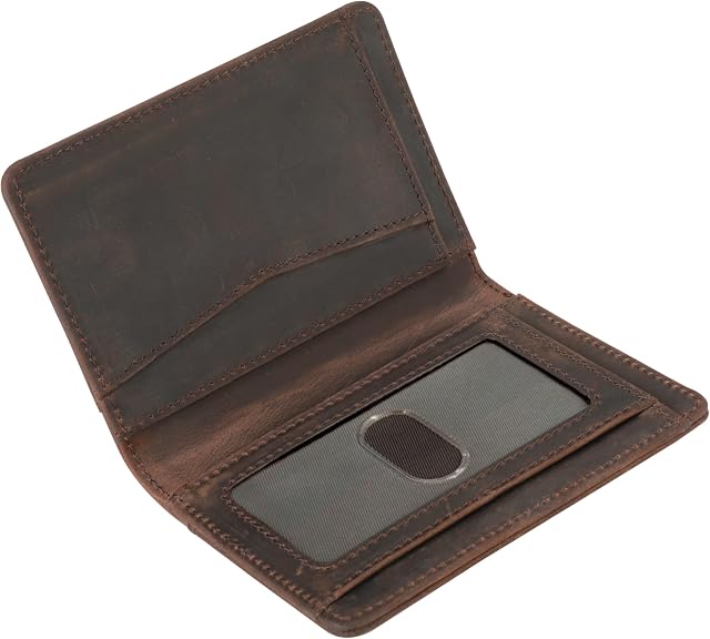 RFID Blocking Slim Wallet for Men | Thin Bifold Credit Card Holder Wallet | Mens Wallet Slim Business Card Case | Minimalist Front Pocket Wallet with Gift Box (Genuine Full Grain Soft Leather)