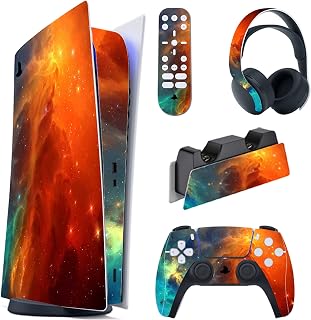 PlayVital Orange Star Universe Full Set Skins for DualSense 5 Digital Edition, PS5 Sticker Vinyl Decal Cover for Playstati Price In India