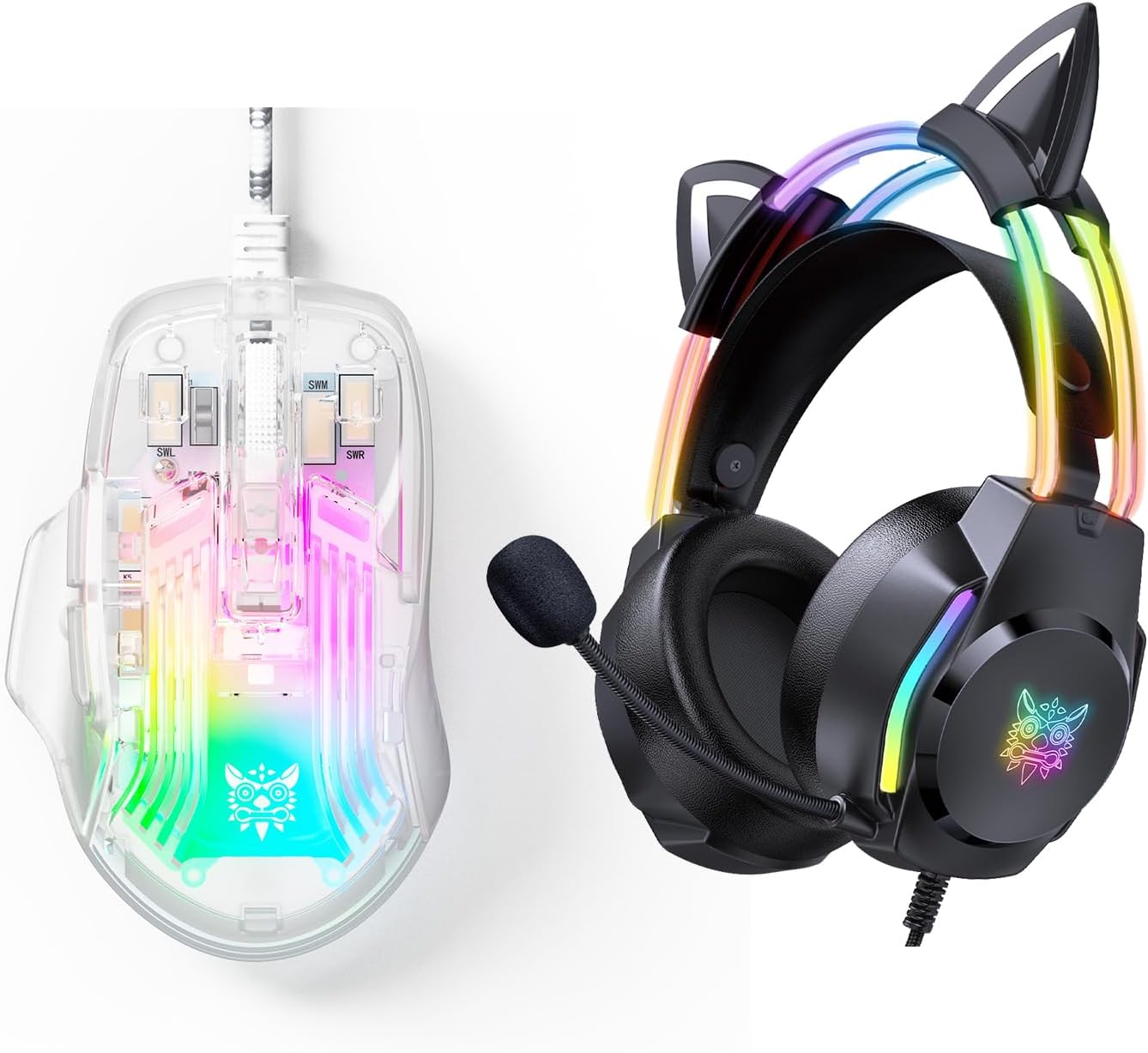 Pink Gaming Pink Cat Ear Gaming Headset Over-Ear Headphones