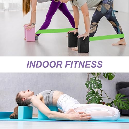 Miniatura 7 de PATIKIL Bloques de yoga y bandas de resistencia, paquete de 2 bloques de yoga de espuma EVA de alta densidad a granel de 9 x 6 x 3 pulgadas,