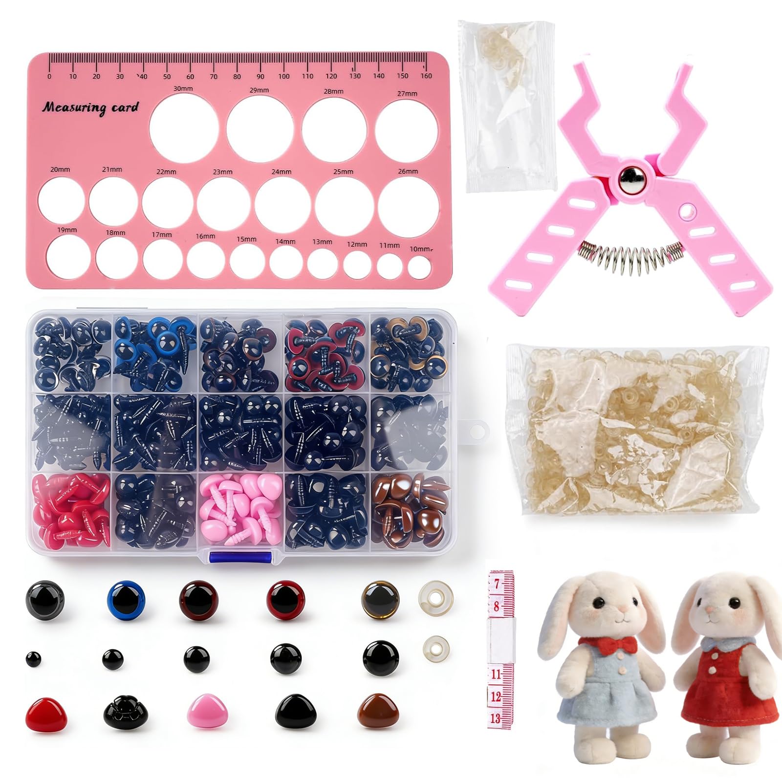 Yeux de sécurité pour amigurumi et doudous faits maison avec kit pince rose