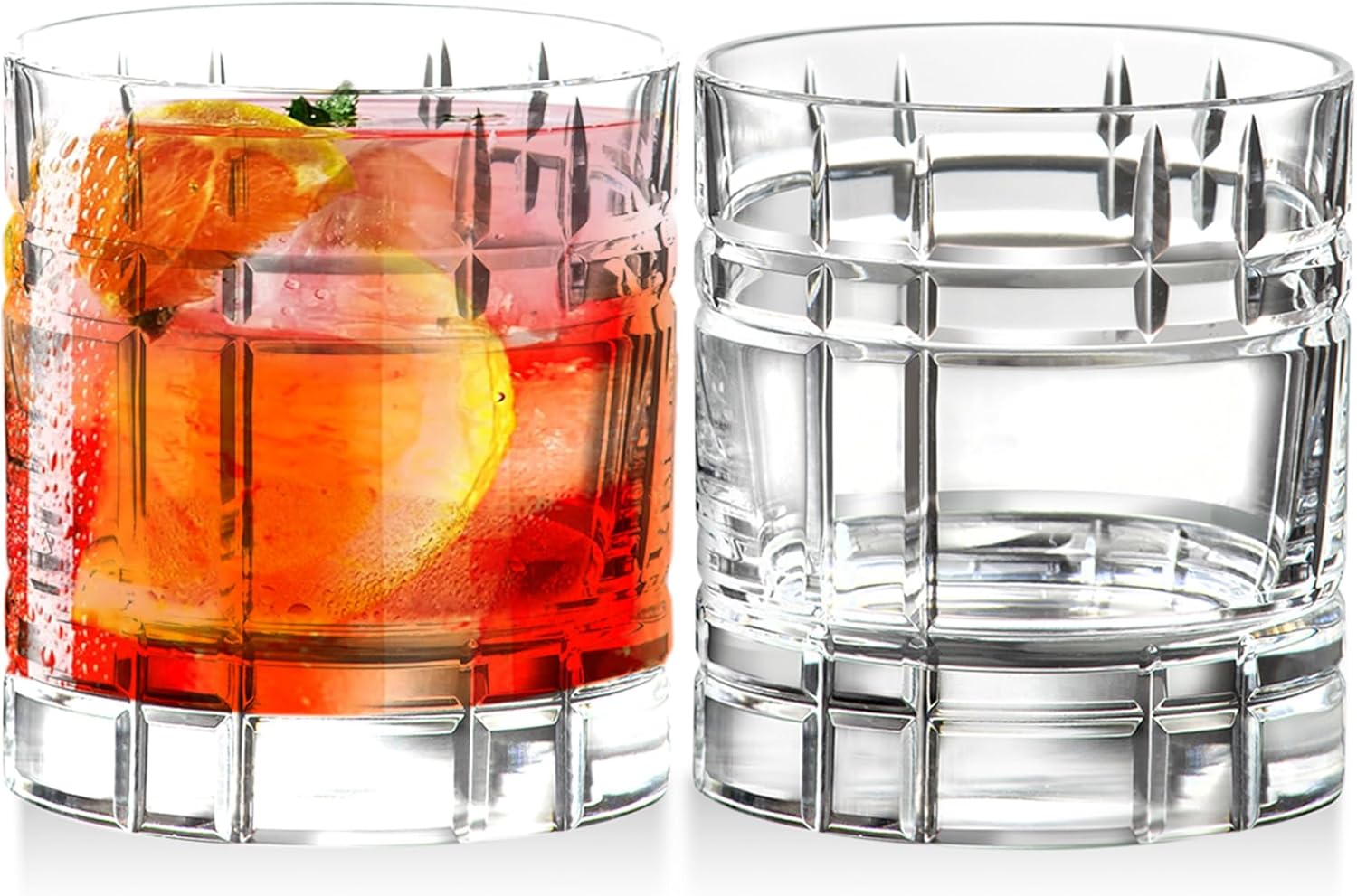Barski Whiskey Glasses - Double Old Fashioned Rocks Glass - Set of 2 Lowball Tumbler - DOF Crystal Glass Tumblers - For Scotch - Bourbon - Water - Beverage - Drinking Glasses - 11 oz - Made in Europe