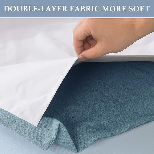 Miniatura 5 de 100% Blackout Shield Cortinas para puerta corrediza con aspecto texturizado de lino con ojales y forro opaco, cortinas opacas con aislamiento