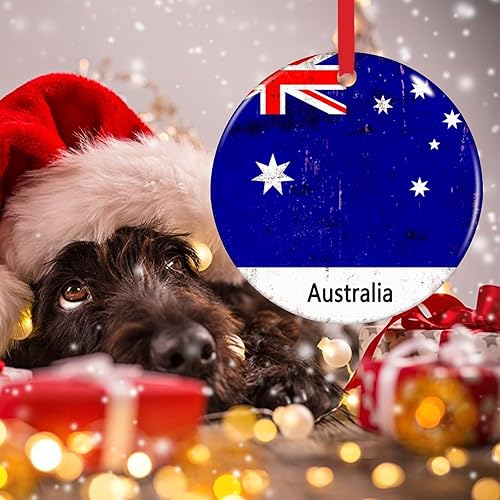 Vista 109 de Chipre - Adornos colgantes para árbol de Navidad, bandera nacional de Chipre, adornos de cerámica para decoraciones de Navidad, regalo de viajero