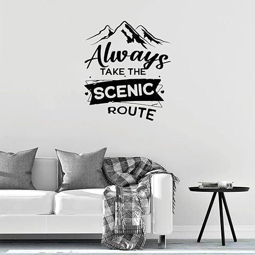 Miniatura 5 de Calcomanía divertida con texto en inglés Always Take The Scenic Route, calcomanía de vinilo para decoración de pared del hogar, calcomanías de pared