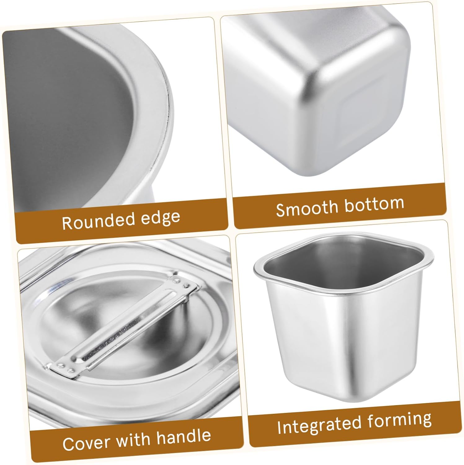 Xmas Stainless Steel Seasoning Storage Pot with Lid, 1000ml Silver