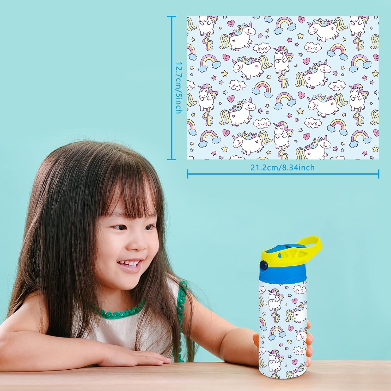 Kids Sublimation Tumbler,12oz Sublimation Water Bottle Blanks,Straight Stainless Steel Todder Sippy Cup,Double Wall Insulated Sippy Tumbler with Handle,Shrink Films,Leak Proof (Yellow) - Image 5