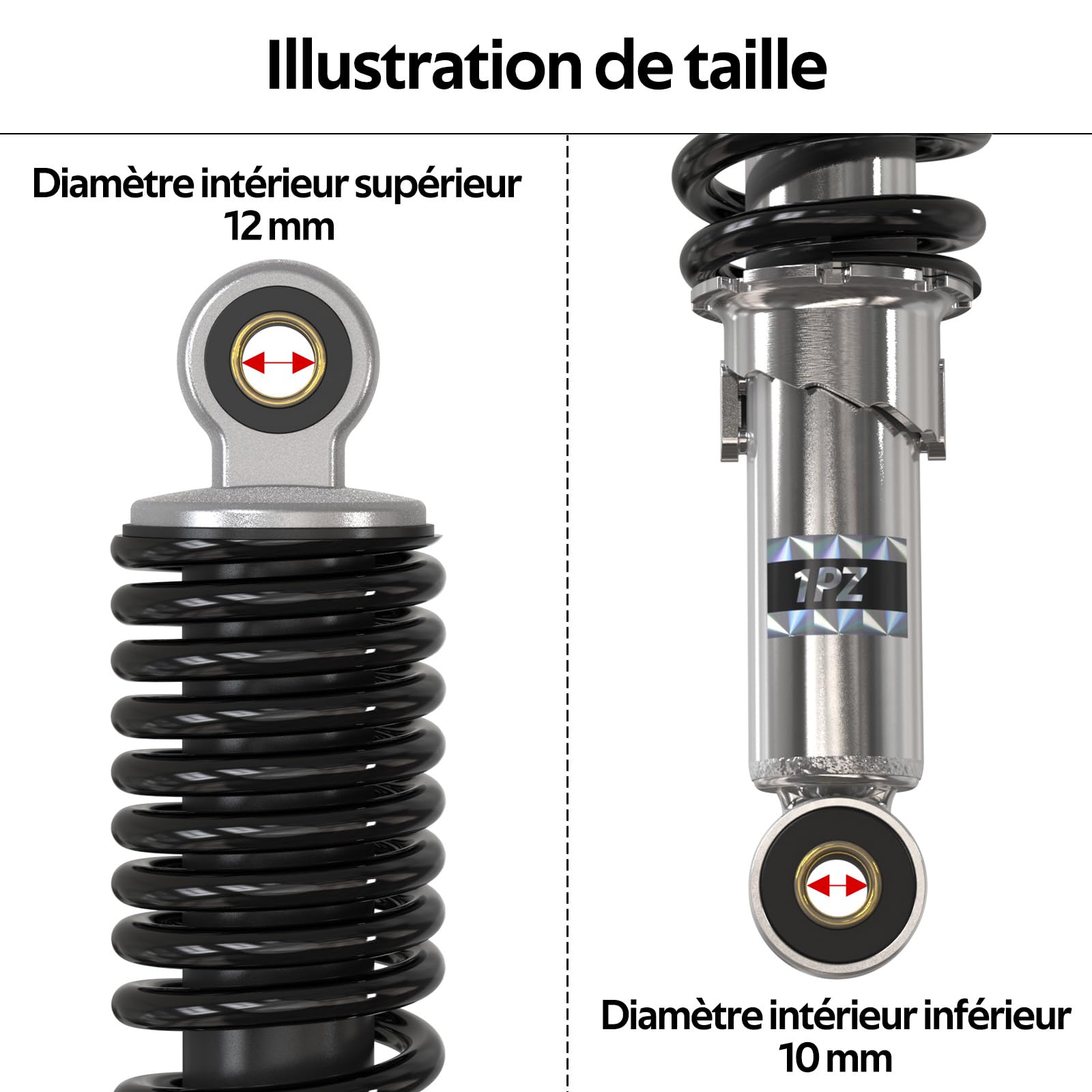 1PZ FH8-33M 2 pcs 330mm Amortisseurs de suspension arrière 13 pouces de précharge 5 niveaux réglages remplacement pour Honda Super Cub 50 70 90 110 Petit Cub ATV Quad Dirt Bike ATV Dirt Bike Moto