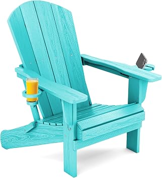 SERWALL Outdoor Adirondack Chairs with 2 Cup Holders,Foldable,Aruba