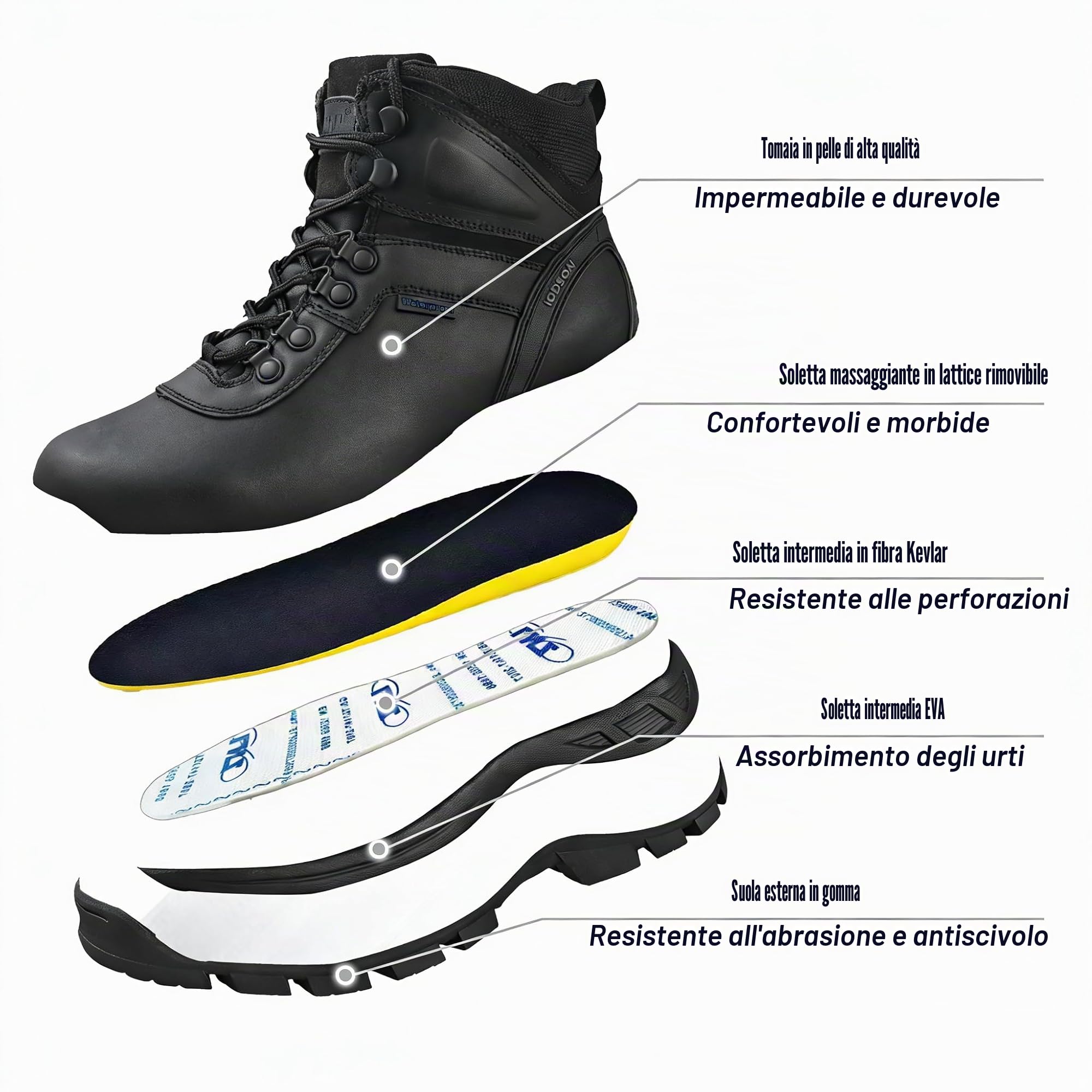 Scarpe Trekking Uomo Impermeabili Scarpe da Montagna Escursionismo Traspiranti Stivali da Escursionismo Anfibi Militari Uomo