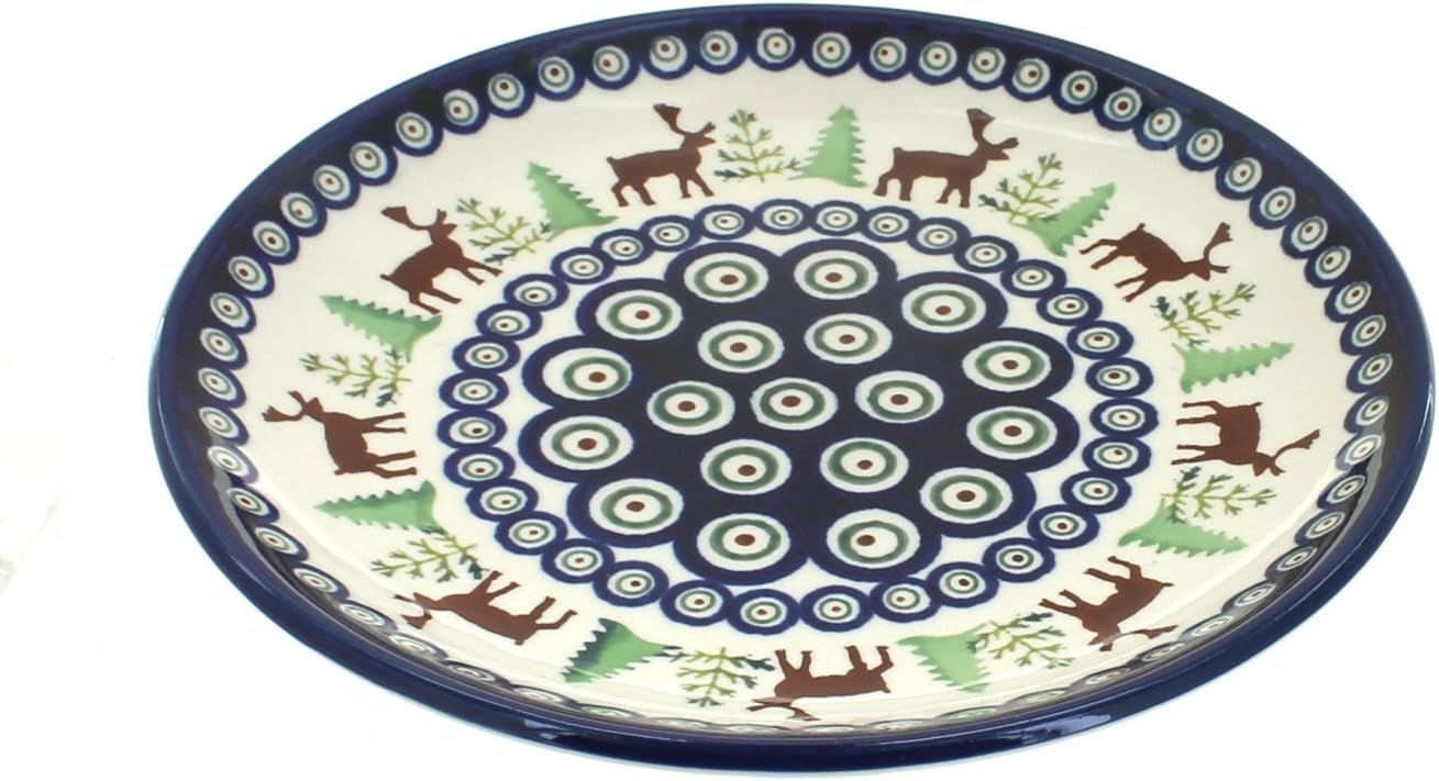 Blue Rose Polish Pottery - Blue Kalina Dessert Plate - 7.5" Diameter - Beautiful Plate for Cake, Appetizers, or Snacks