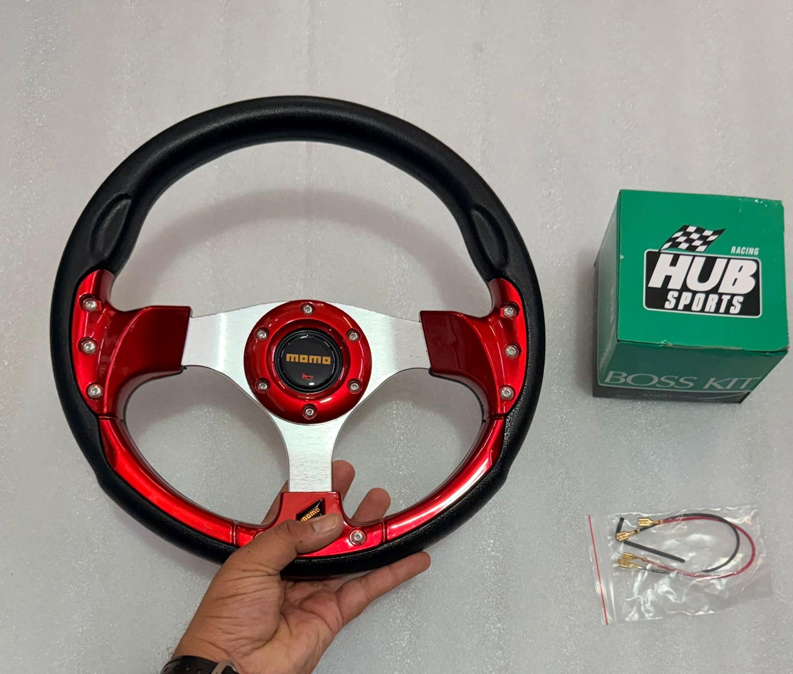 RED 12INCH Universal Round Steering Wheel for Sports Car Look Rally Race Off Road with HUB Free-image-7
