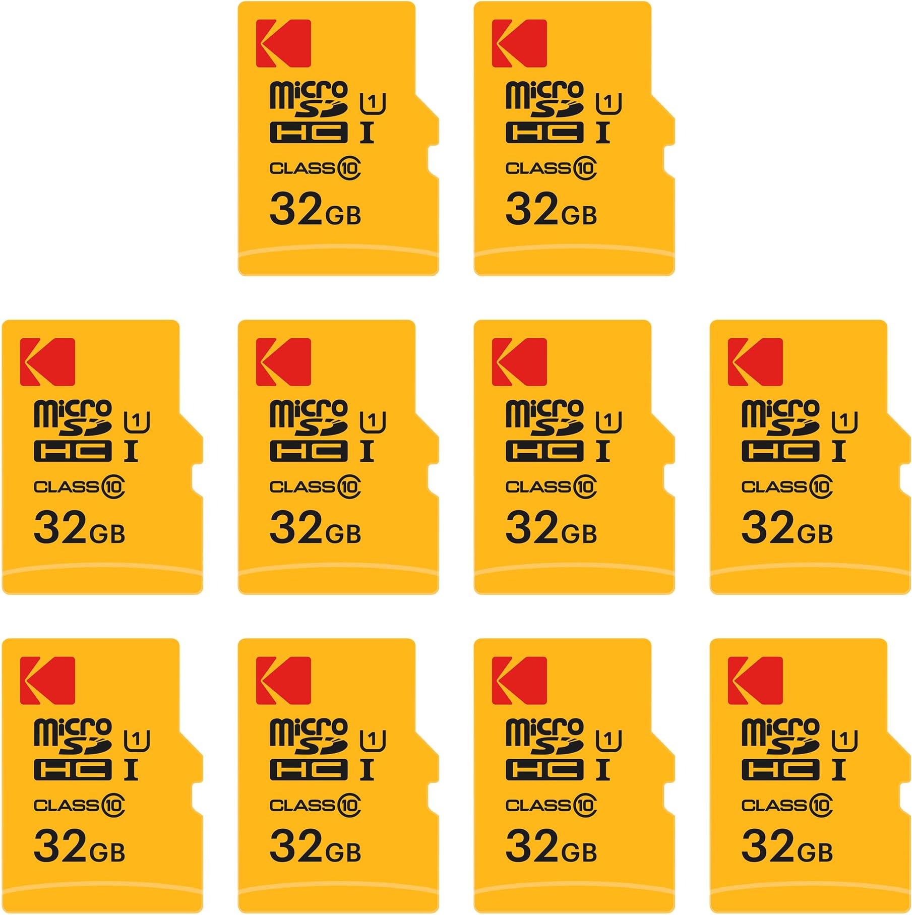 Kodak 32GB 10-Pack MicroSDHC Card, Class 10 UHS-I U1, with Adapter 10x Write Speed (10-Pack)