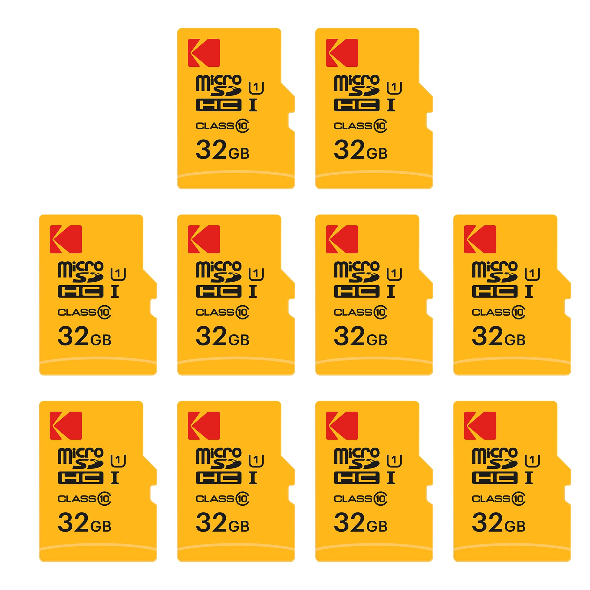 Kodak Scheda MicroSDHC 32GB, classe 10, UHS-I U1, con adattatore 10x velocità di scrittura (10 pezzi)