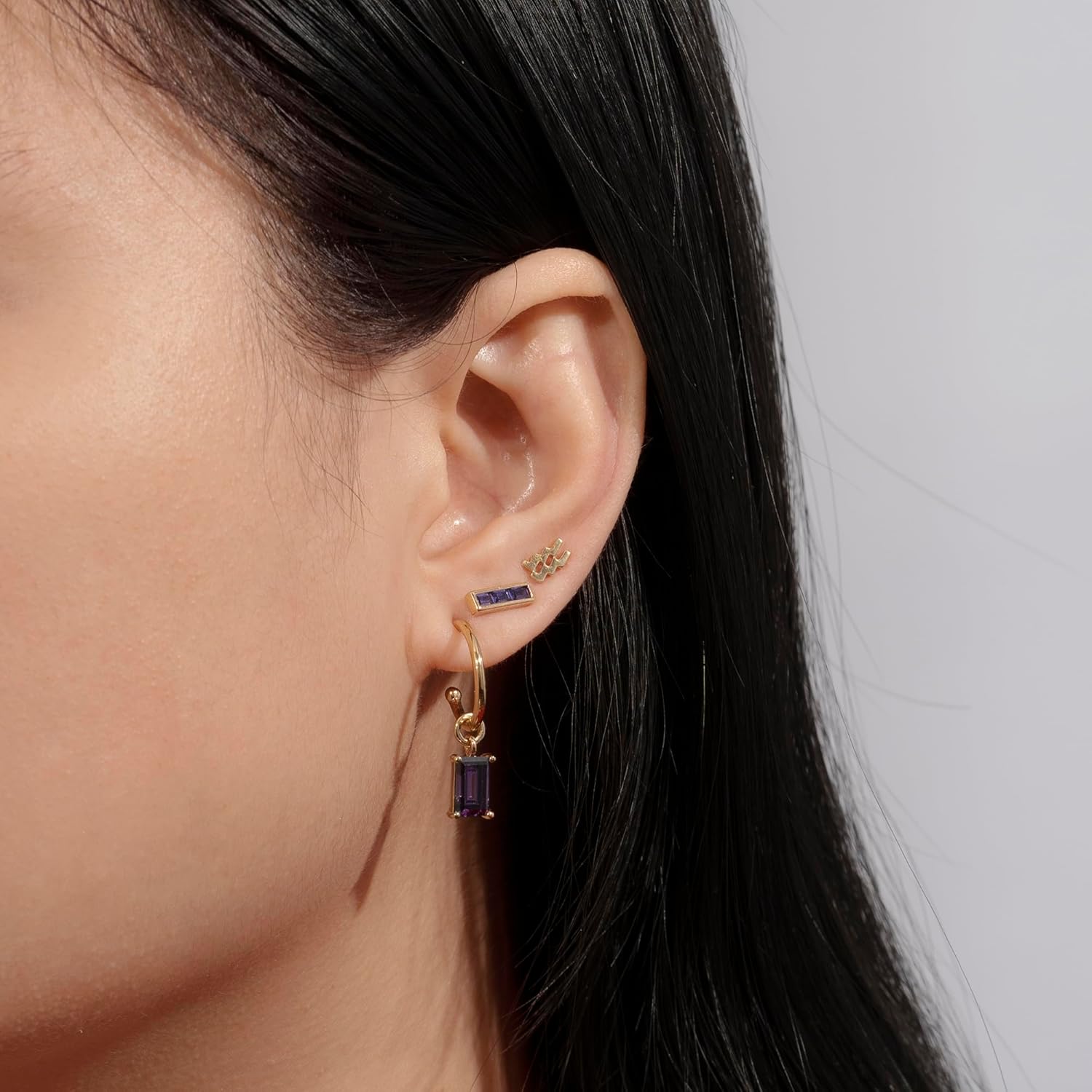 Amazon Essentials Yellow Gold Plated Brass Birthstone Stud and Hoop Set Earrings - Image 2