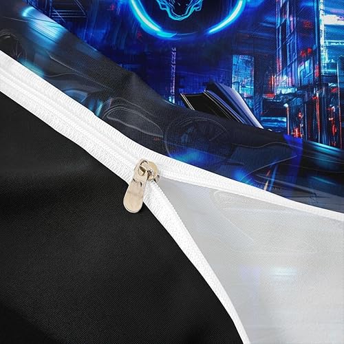 Vista 88 de Feelyou Juego de ropa de cama de coche de carreras y avión en blanco y negro – Funda de edredón y funda de edredón para niños y adolescentes