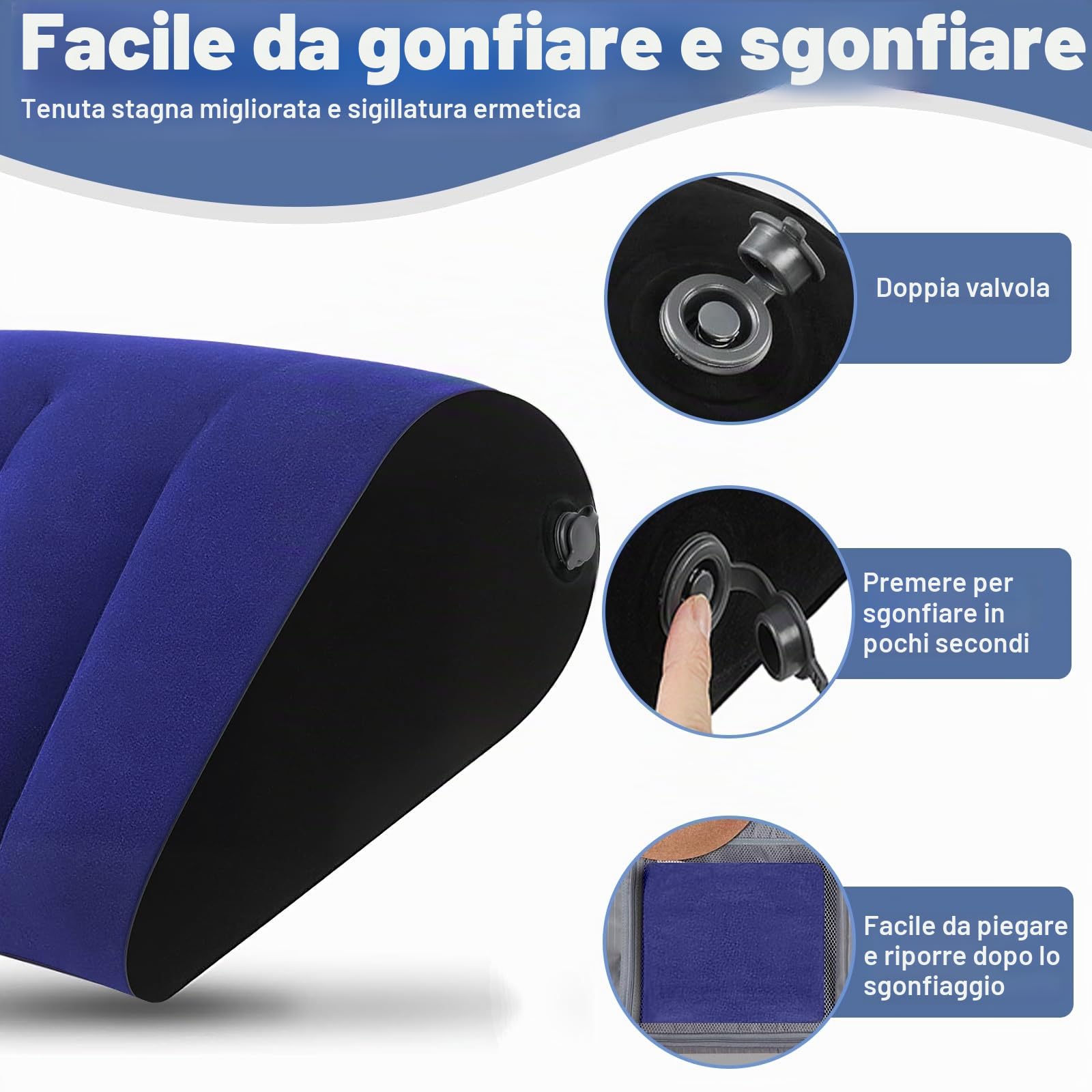 Cuscino Gambe per Dormire – Cuscino a Cuneo e Mascherina per Dormire, Schienale Letto per notte che Riduce Pressione su Testa e Gambe