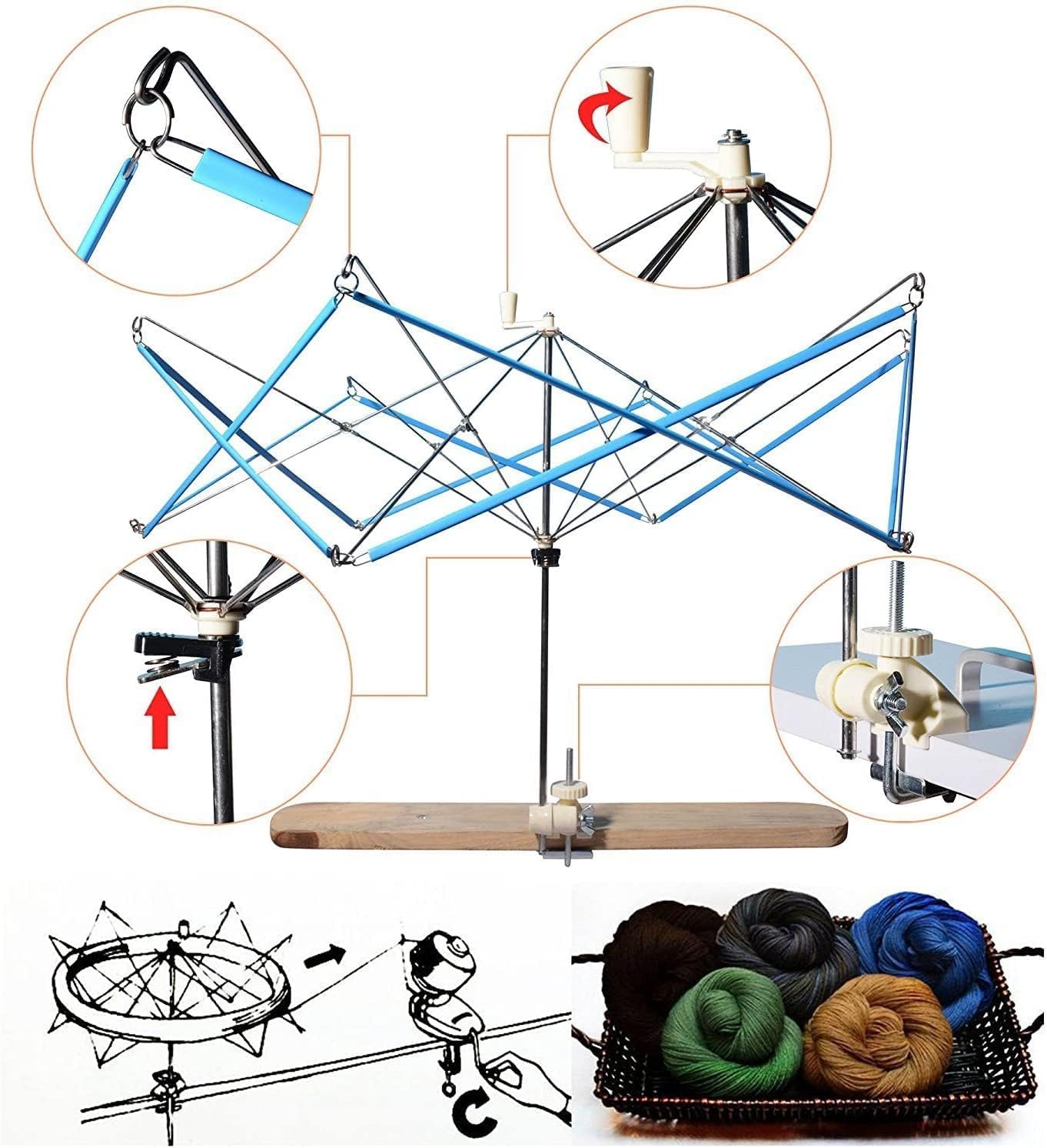 Yarn Swift Yarn Winder Yarn Ball Winder Knitting Yarn Holder,Packed in Long Boxes., Blue, 42 * 4 * 4