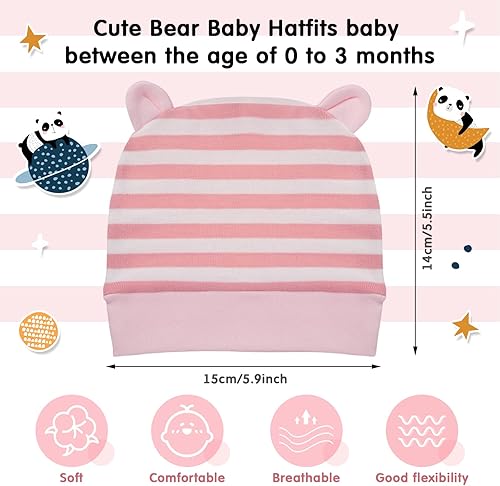 Miniatura 2 de 6 gorros para bebé recién nacido, con orejas de oso para bebés, niños y niñas, para bebés de 0 a 3 meses
