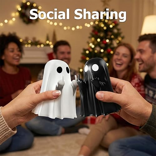Miniatura 6 de 2 piezas de decoración de fantasma de Halloween, linda figura de fantasma de dedo, divertida decoración de estatua espeluznante de resina, estante