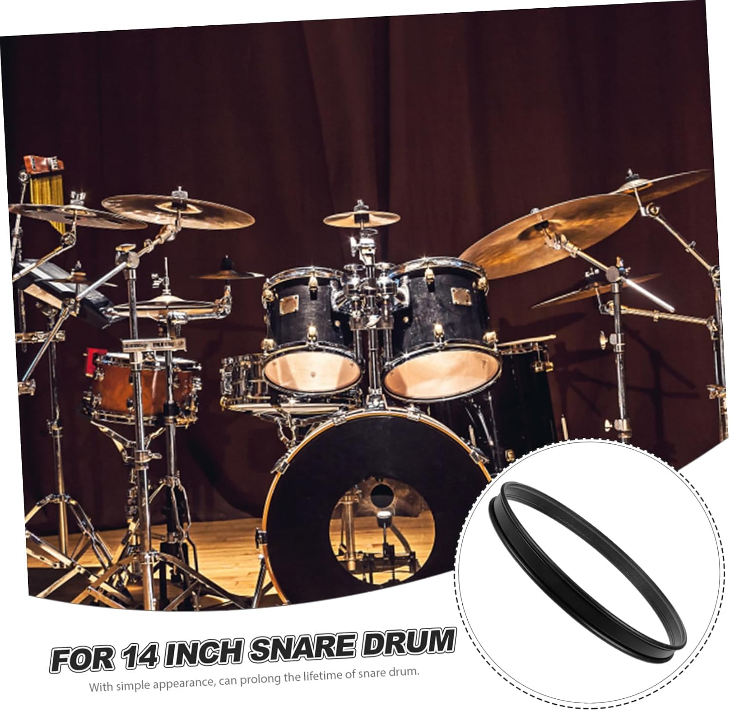 Metal Snare Drum Side Hoop Replacement Black Drum Ring Accessory with Consistent Tension and Sound for Percussion Instruments